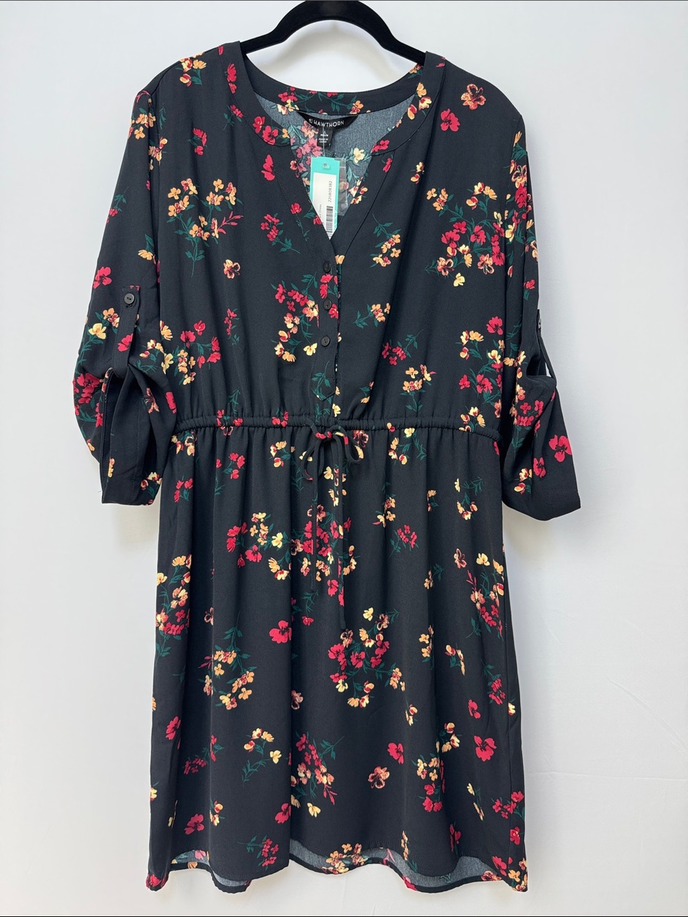 Mix by 41 Hawthorn Claira Black Floral Tie-Waist Dress